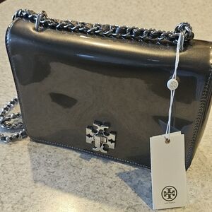 Tory Burch Gray Crossbody Bag with Chain Strap